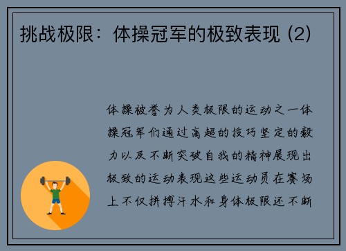 挑战极限：体操冠军的极致表现 (2)